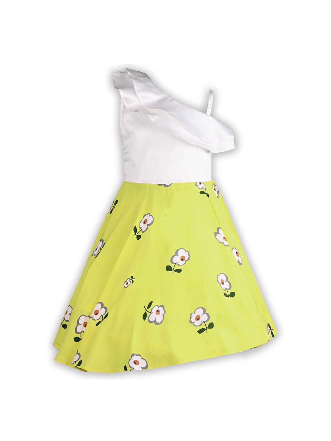 

Wish Karo Girls Floral Printed One Shoulder A-Line Dress, Green
