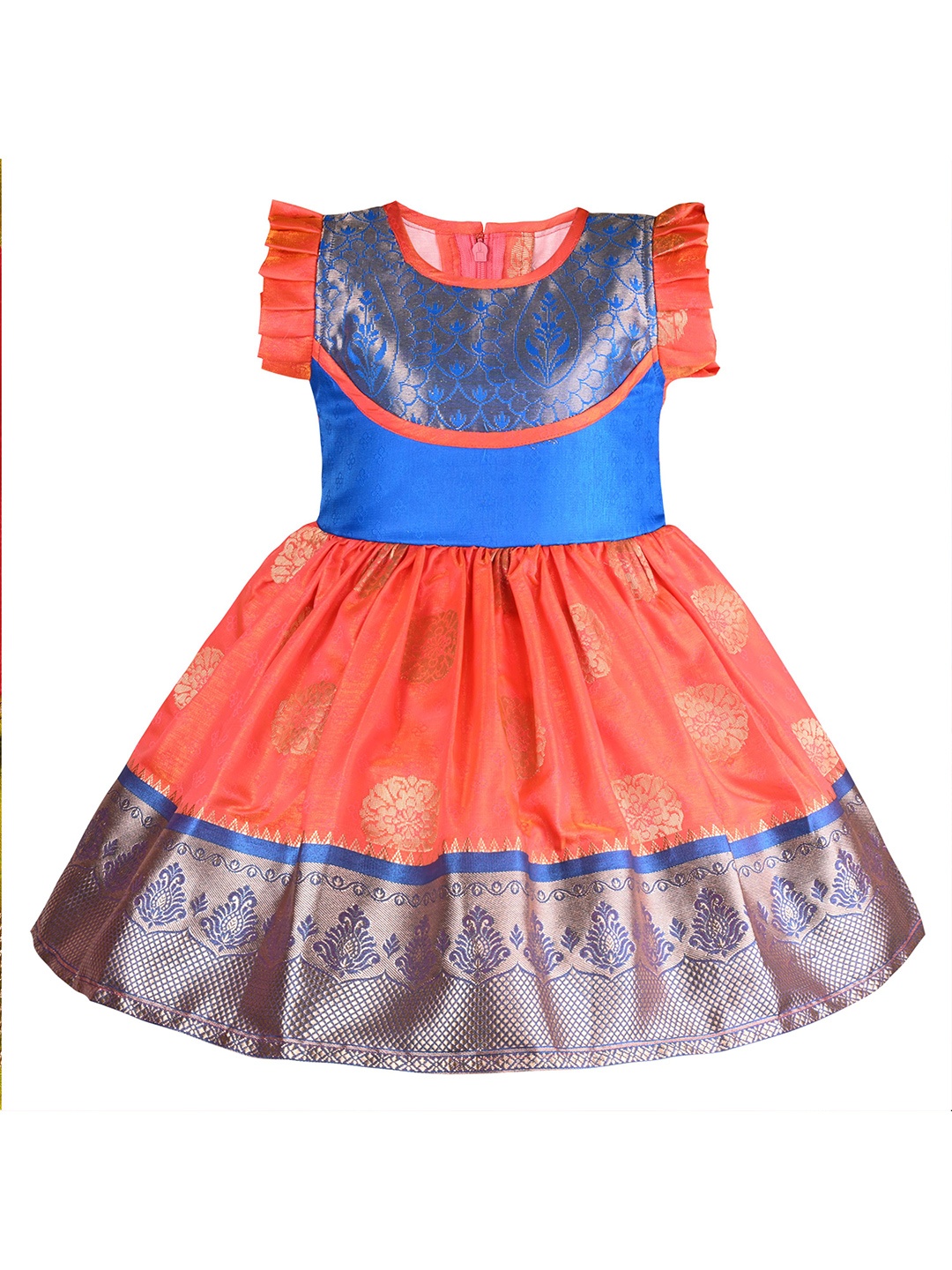 

Wish Karo Girls Satin Fit - Flare Dress, Orange