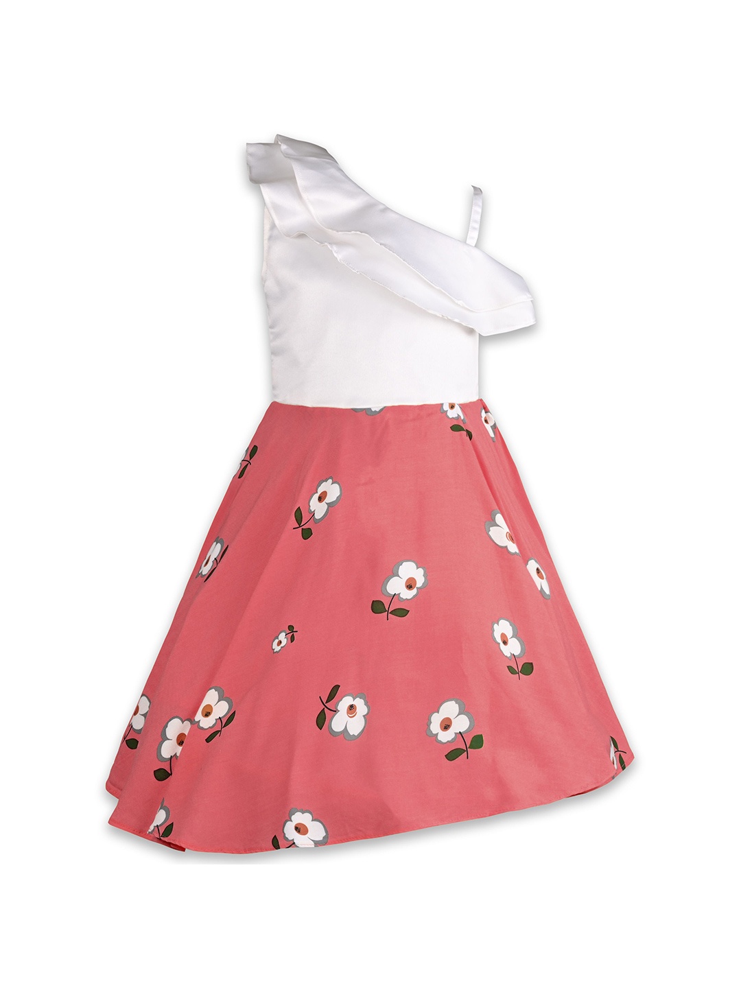 

Wish Karo Girls Floral Printed One Shoulder Sleeveless A-Line Dress, Red