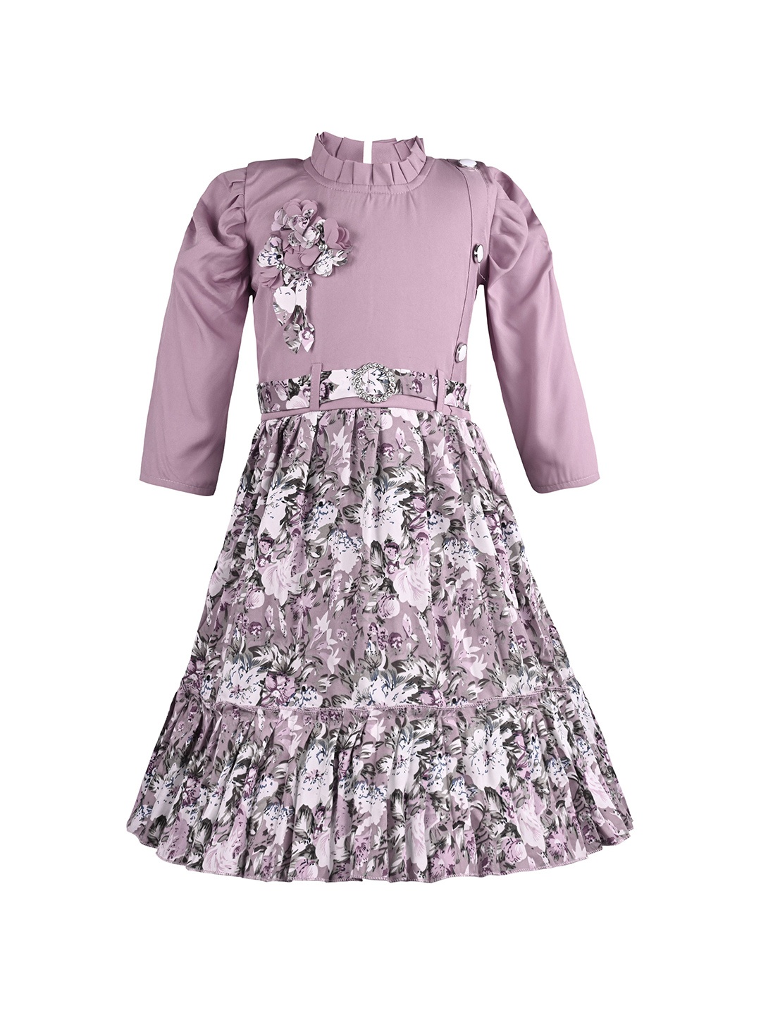 

Wish Karo Girls Floral Printed Fit & Flare Dress, Purple