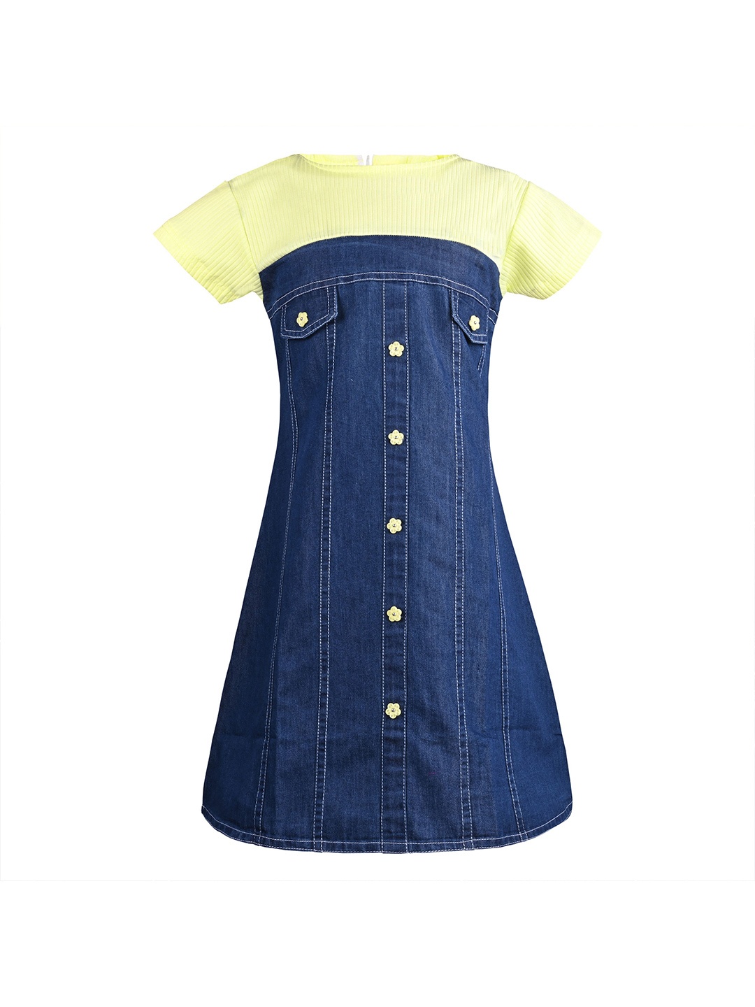 

Wish Karo Girls Denim A-Line Dress, Yellow