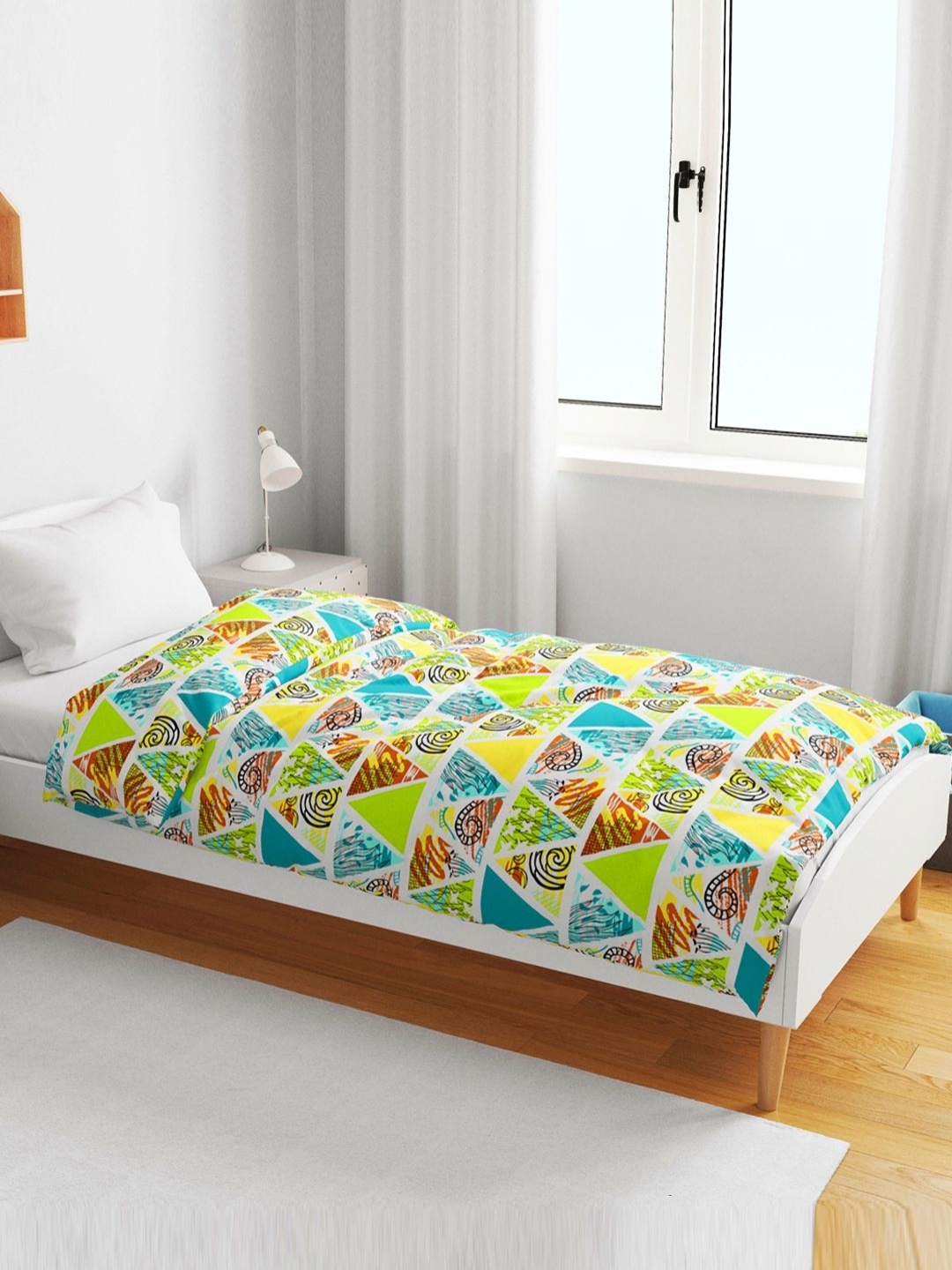 

Divine Casa Orange & Yellow Geometric Cotton AC Room Reversible 120 GSM Single Bed Blanket