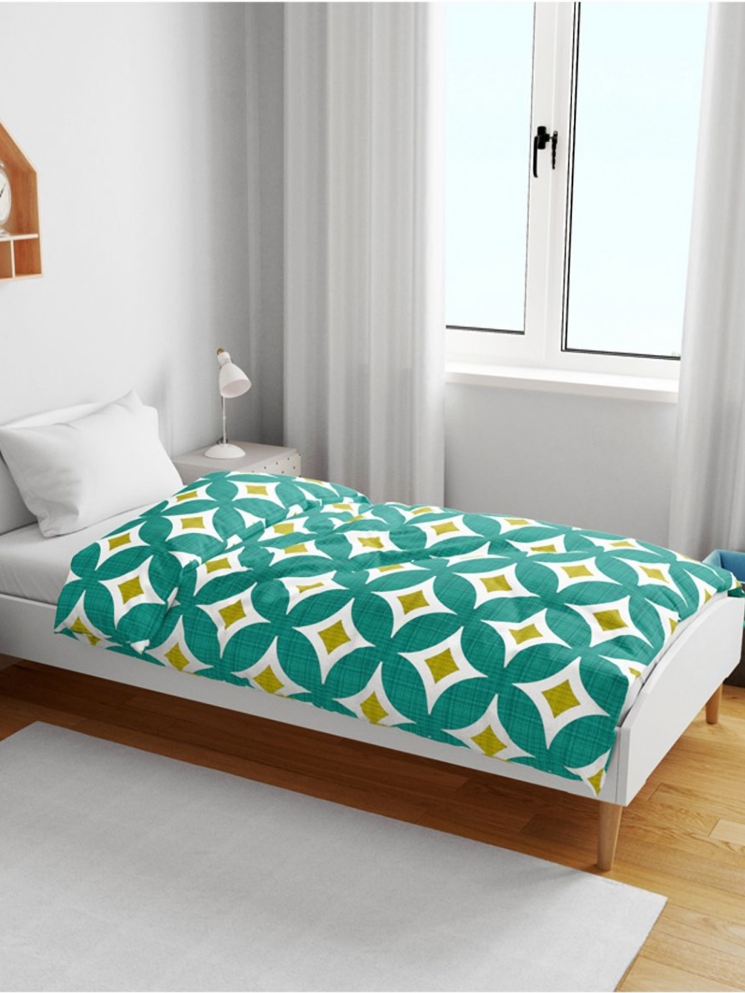 

Divine Casa Green & White Geometric Cotton AC Room Reversible 120 GSM Single Bed Blanket