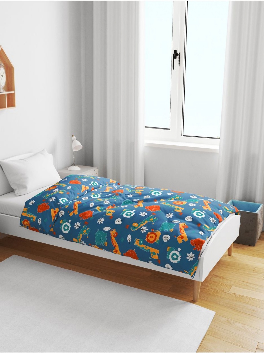 

Divine Casa Blue & Orange Printed Cotton Reversible AC Room 120 GSM Single Bed Blanket