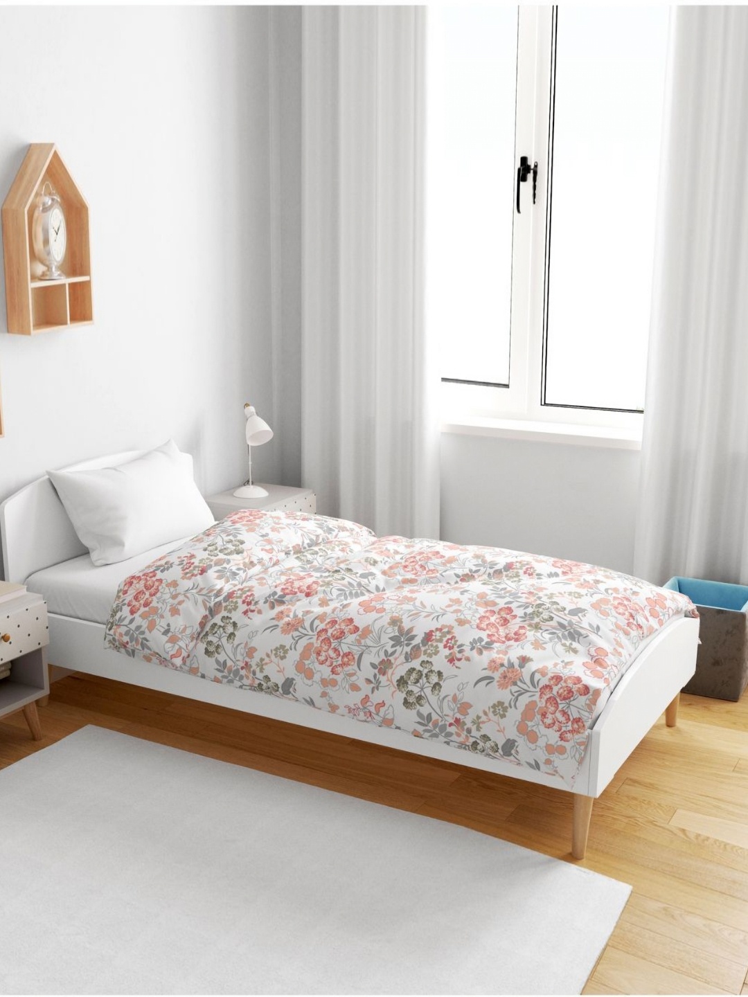 

Divine Casa Red & White Floral Cotton AC Room Reversible 120 GSM Single Bed Blanket