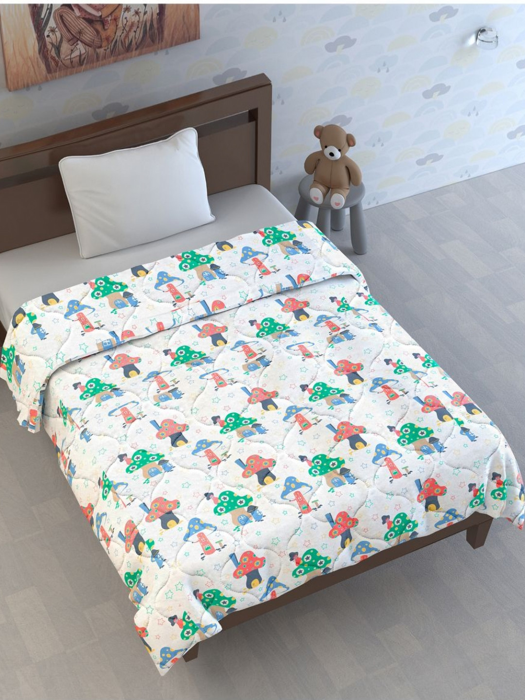 

Divine Casa White & Green Cotton Mild Winter Reversible 120 GSM Single Bed Comforter