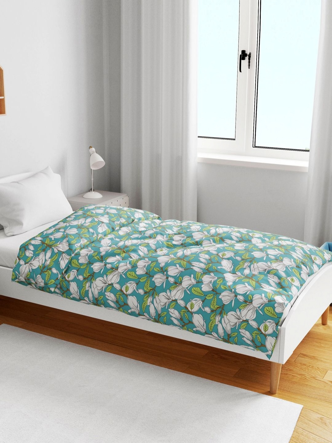 

Divine Casa Green & Blue Floral Cotton AC Room Reversible 120 GSM Single Bed Blanket