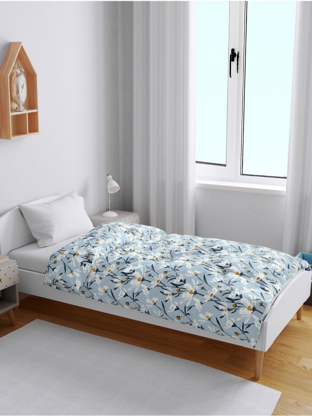

Divine Casa Blue Floral Cotton AC Room Reversible 120 GSM Single Bed Blanket