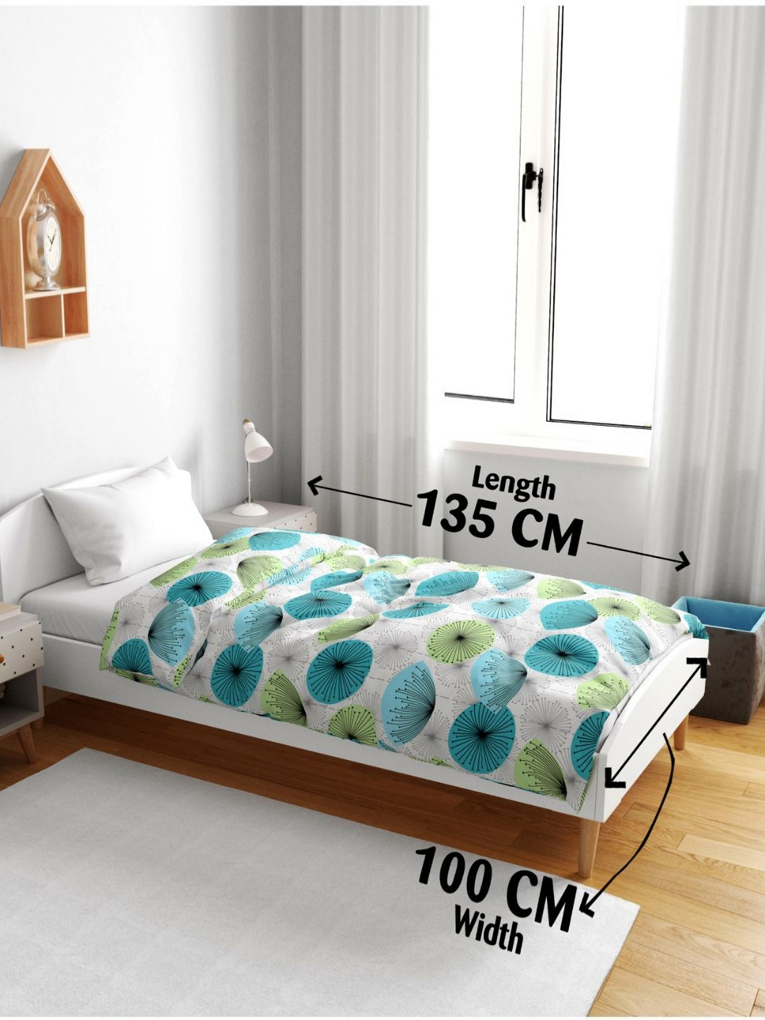 

Divine Casa Blue & White Floral Cotton AC Room Reversible120 GSM Single Bed Blanket