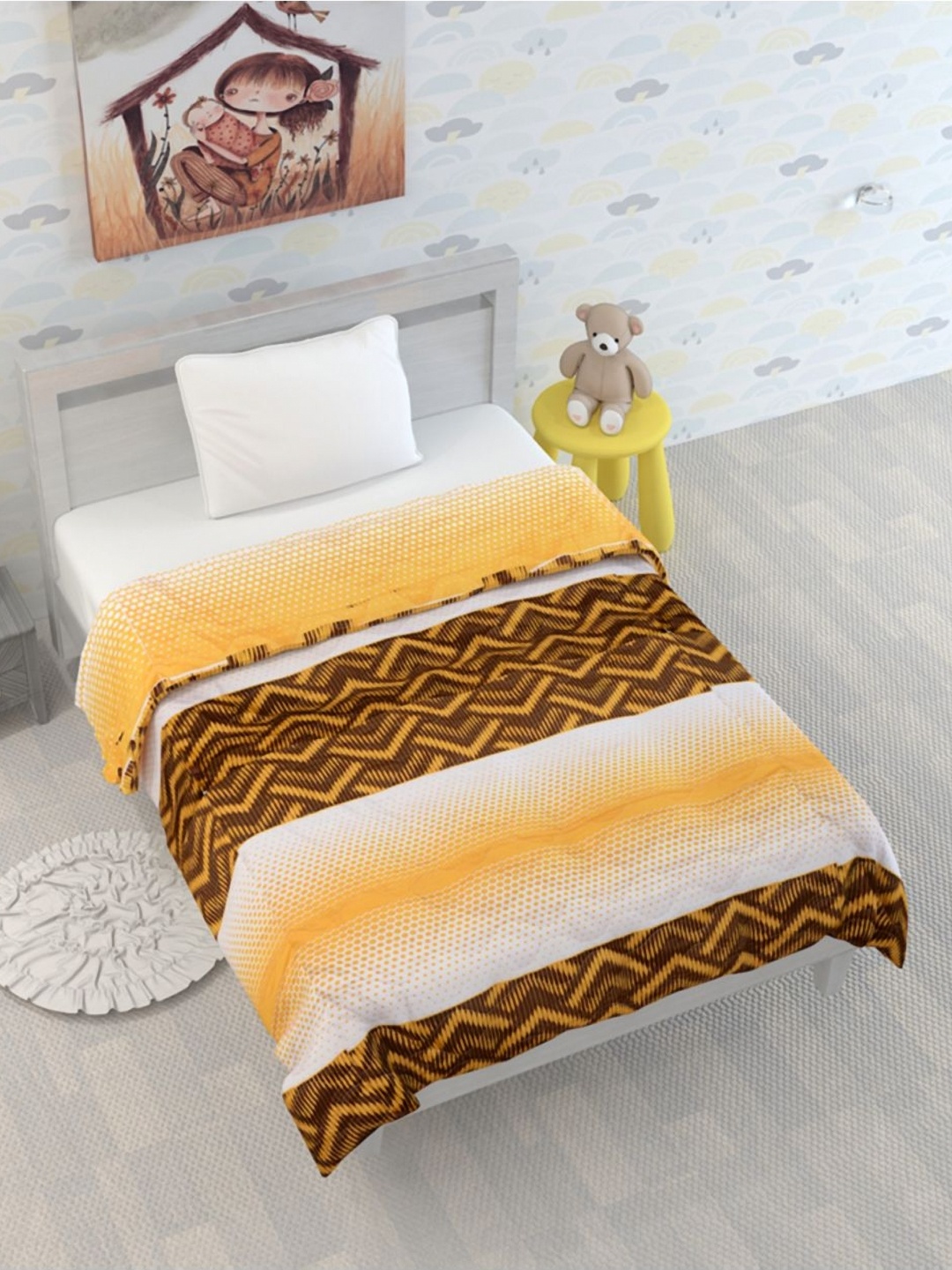 

Divine Casa Orange-Coloured Microfiber Mild Winter 120 GSM Reversible Single Bed Comforter