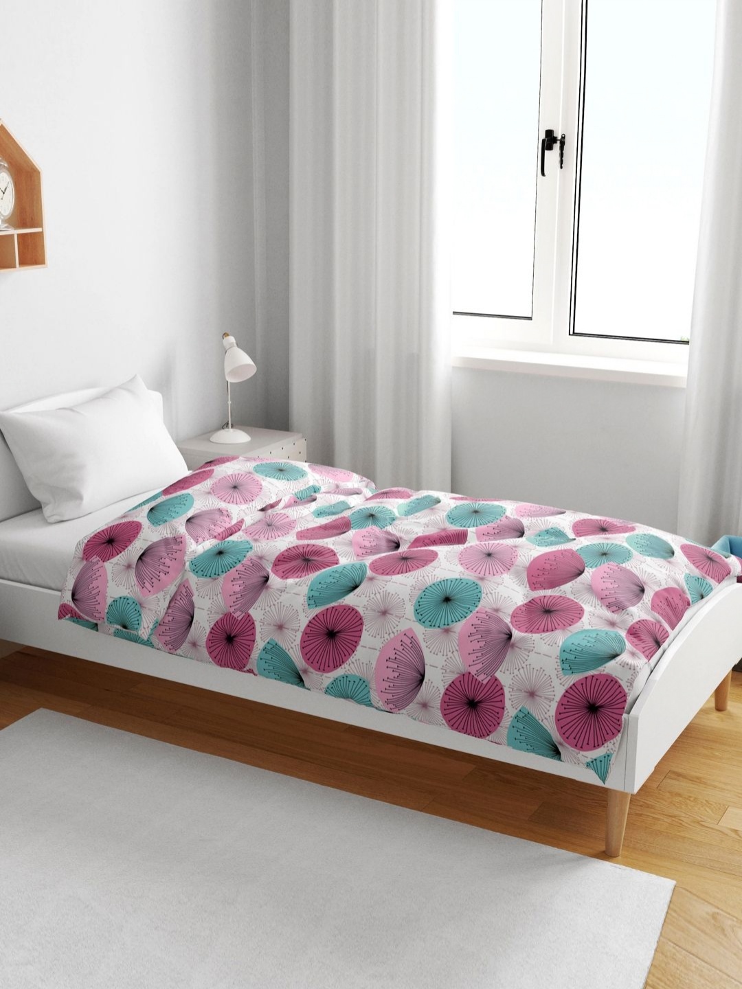 

Divine Casa White & Green Floral Printed AC Room 120 GSM Cotton Single Bed Blanket