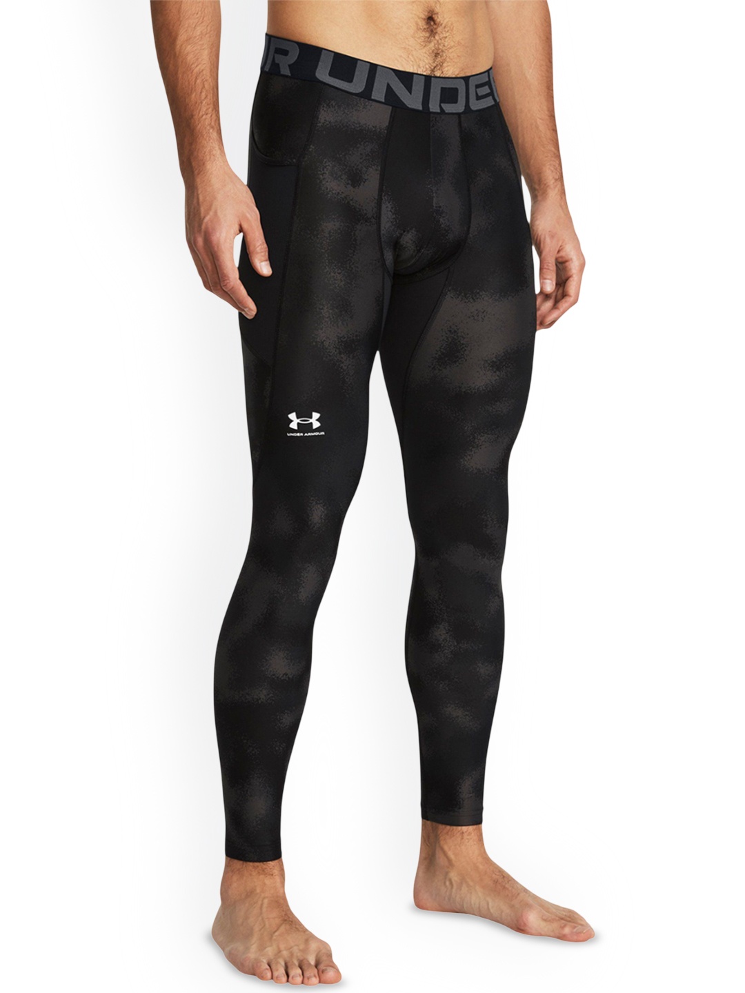 

UNDER ARMOUR Men Heat Gear Printed Tights, Black