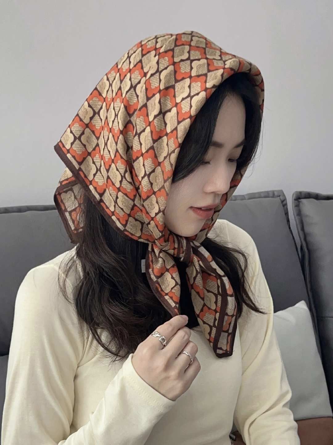 

CrossKulture Women Printed Scarf, Orange