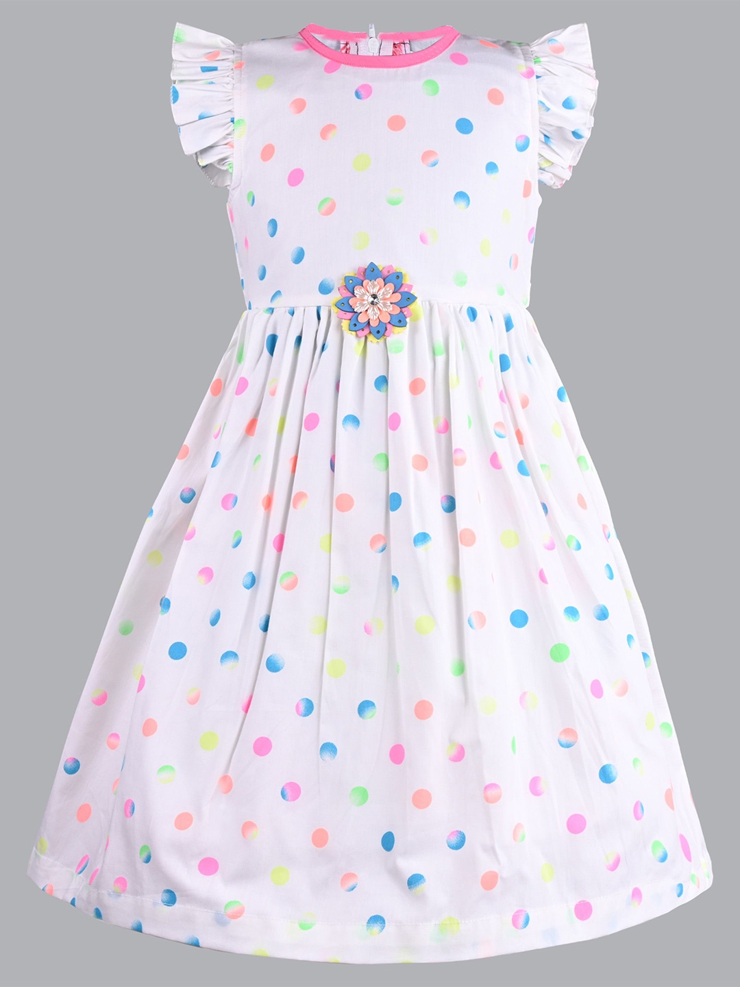 

Wish Karo Girls Polka Dot Printed Fit & Flare Dress, White