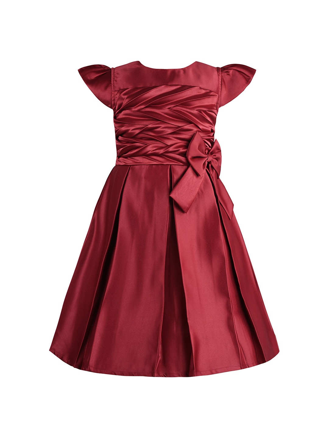 

Wish Karo Girls Short Sleeves Fit & Flare Dress, Maroon