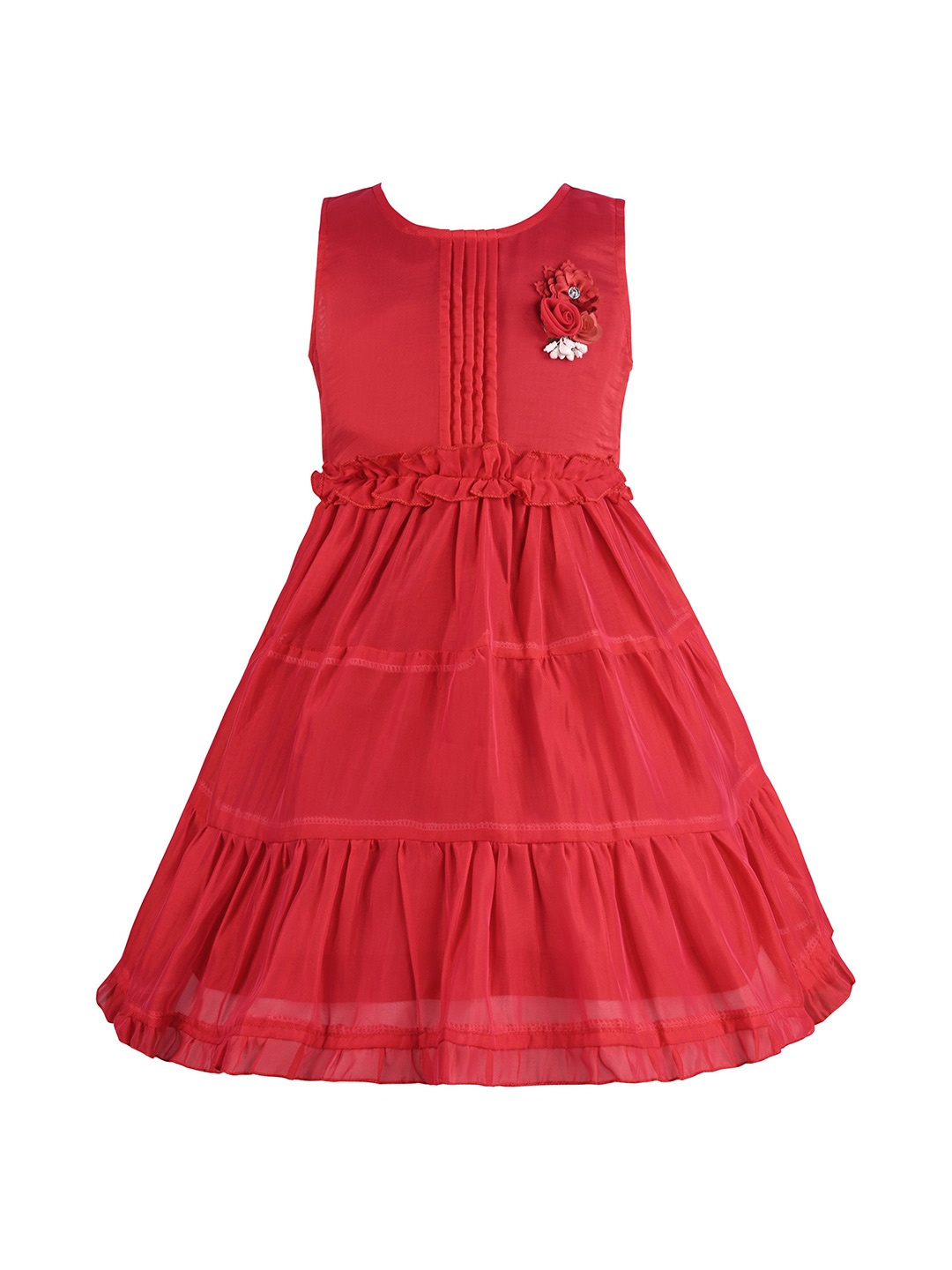 

Wish Karo Girls Applique Chiffon Fit & Flare Dress, Red