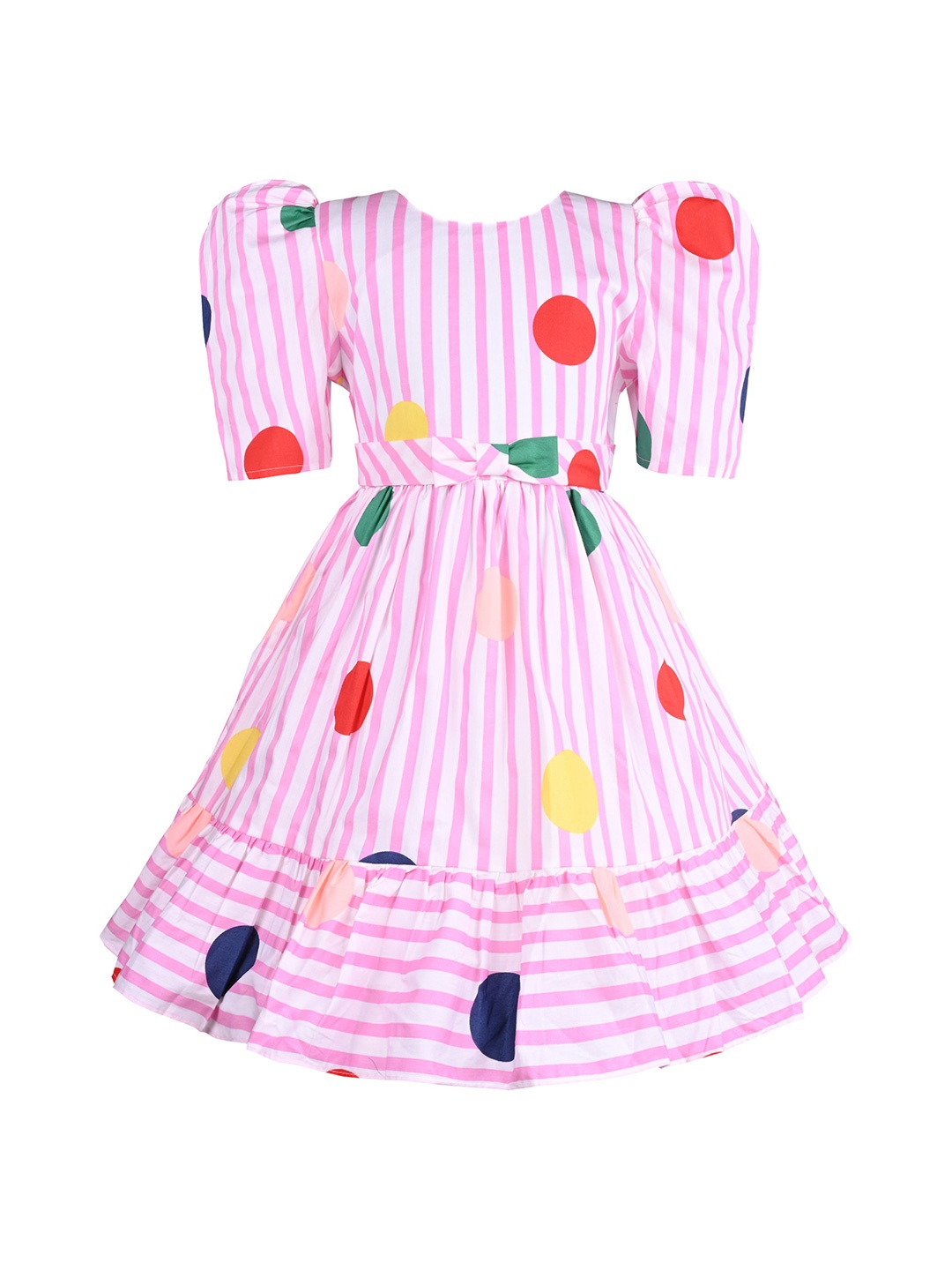 

Wish Karo Girls Striped Fit & Flare Dress, Pink