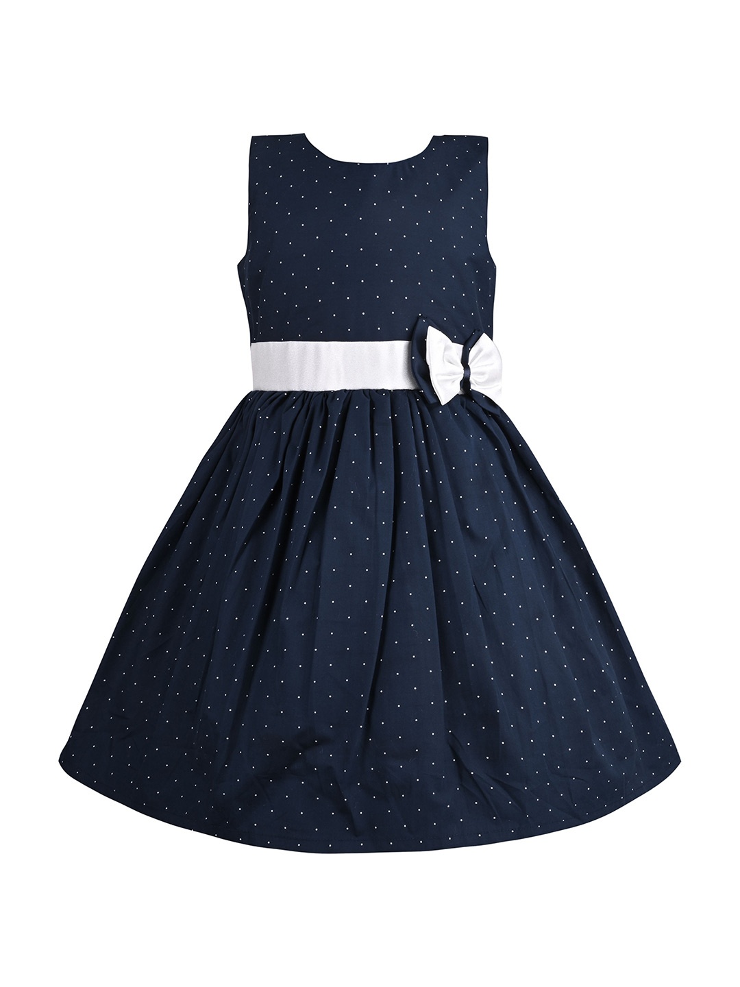 

Wish Karo Polka Dot Print Fit & Flare Dress, Navy blue