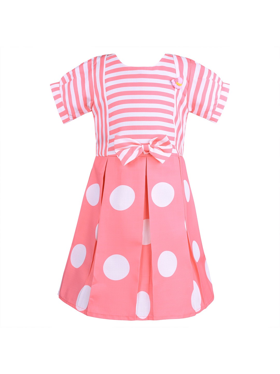 

Wish Karo Girls Striped Satin Bow Fit & Flare Dress, Peach