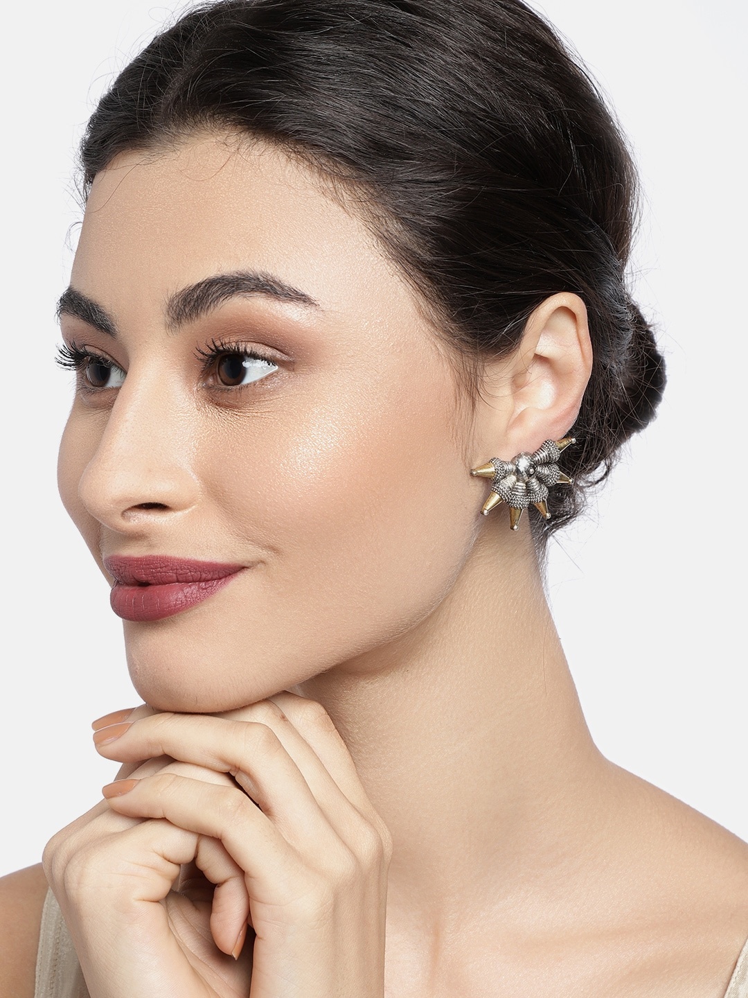 

Sangria German Silver-Plated Contemporary Oxidized Studs