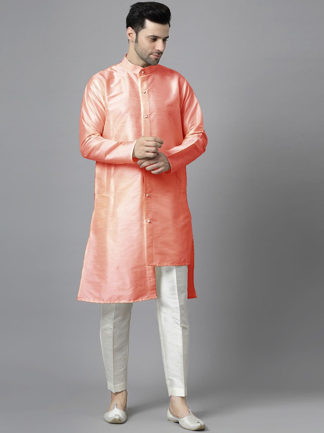 

Utsav Fashion Band Collar A-Line Kurta With Trouser, Peach