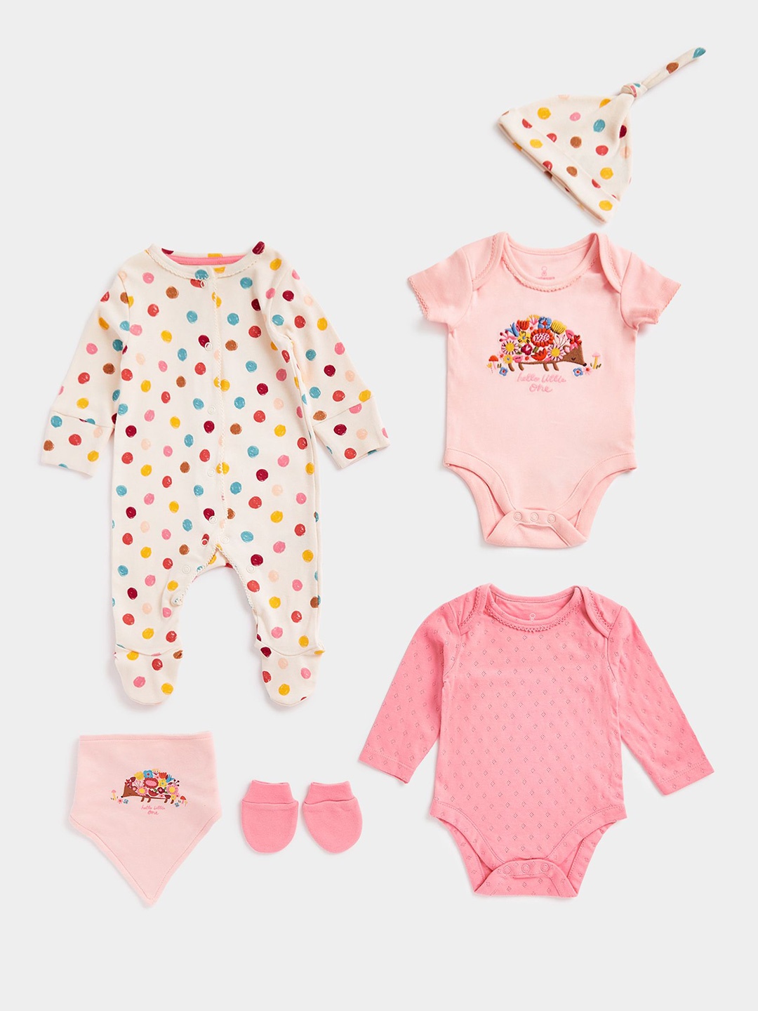 

Mothercare Infant Girls Printed Pure Cotton Baby Apparel Gift Set, Pink