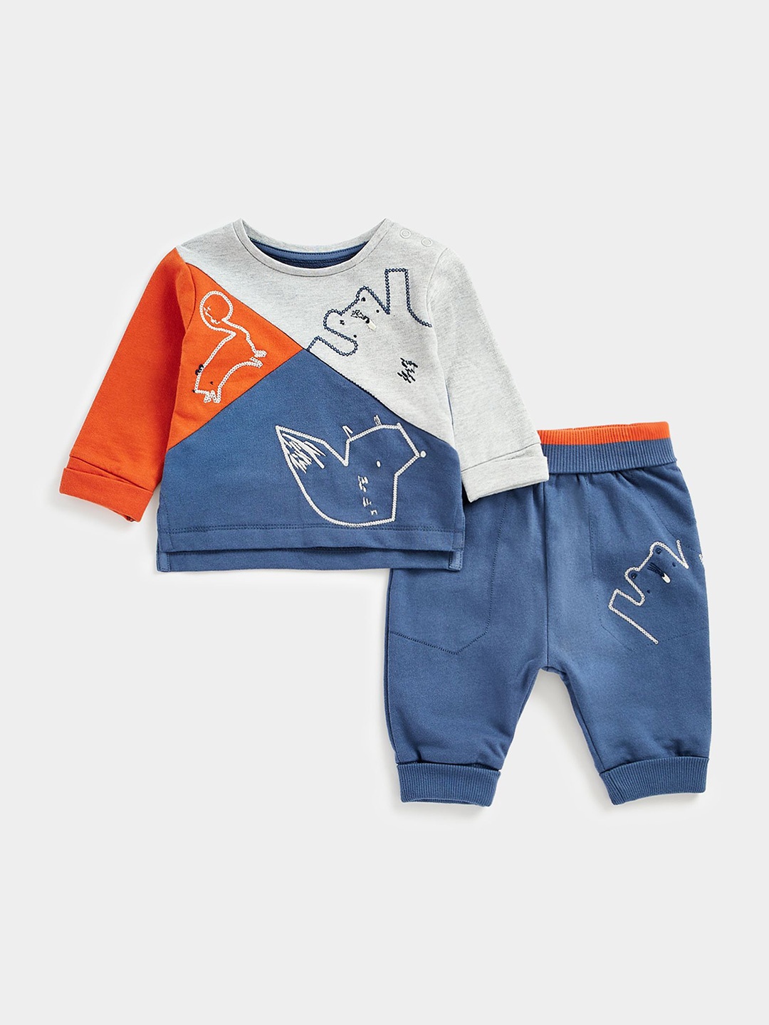 

mothercare Boys Printed T-shirt With Joggers, Blue