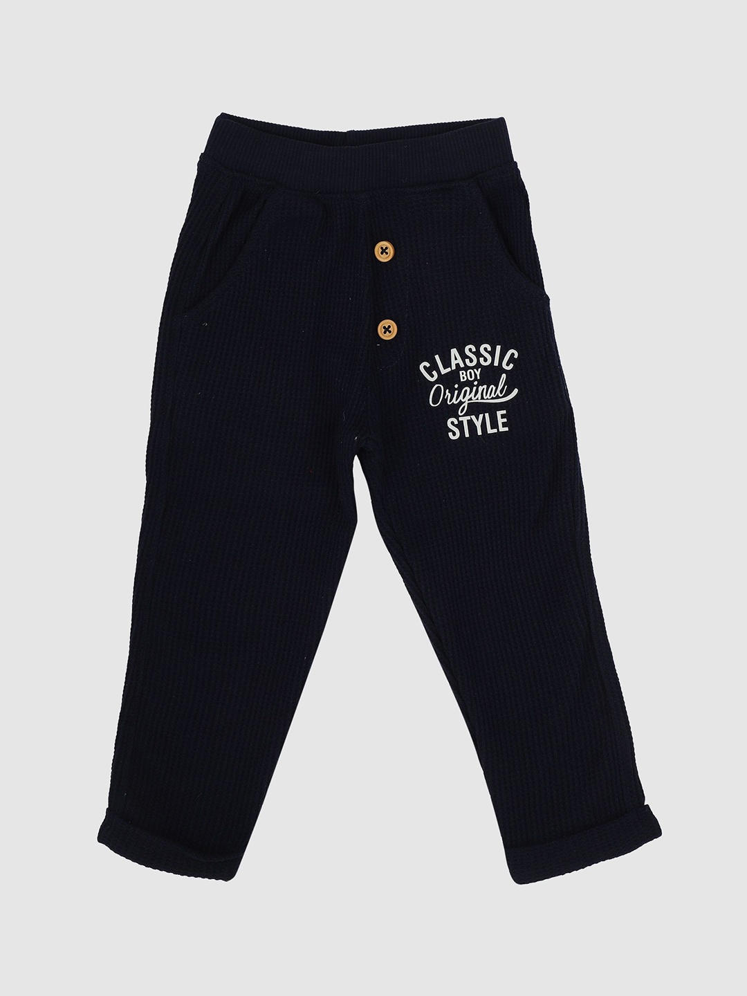 

Bodycare Boys Printed Cotton Track Pant, Navy blue