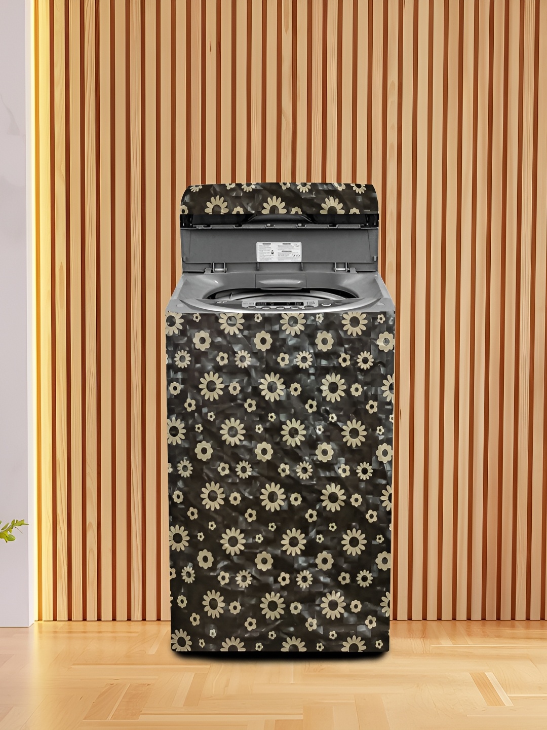 

KANUSHI INDUSTRIES Beige & Brown Printed Top Load Fully Automatic Washing Machine Cover