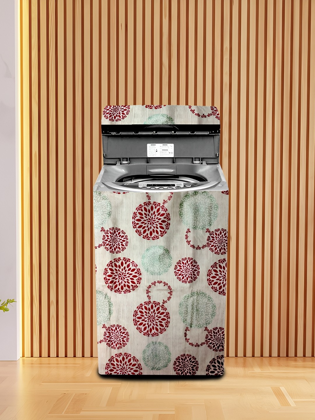 

KANUSHI INDUSTRIES Beige & Maroon Top Load Fully Automatic Washing Machine Cover