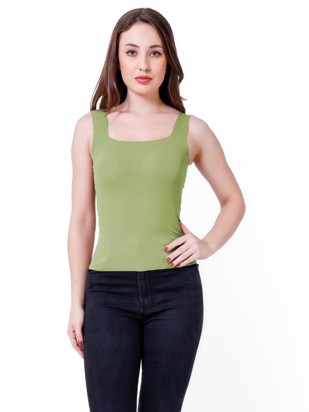 

CareDone Women Lightly Removable Padded No Trace Camisole, Green