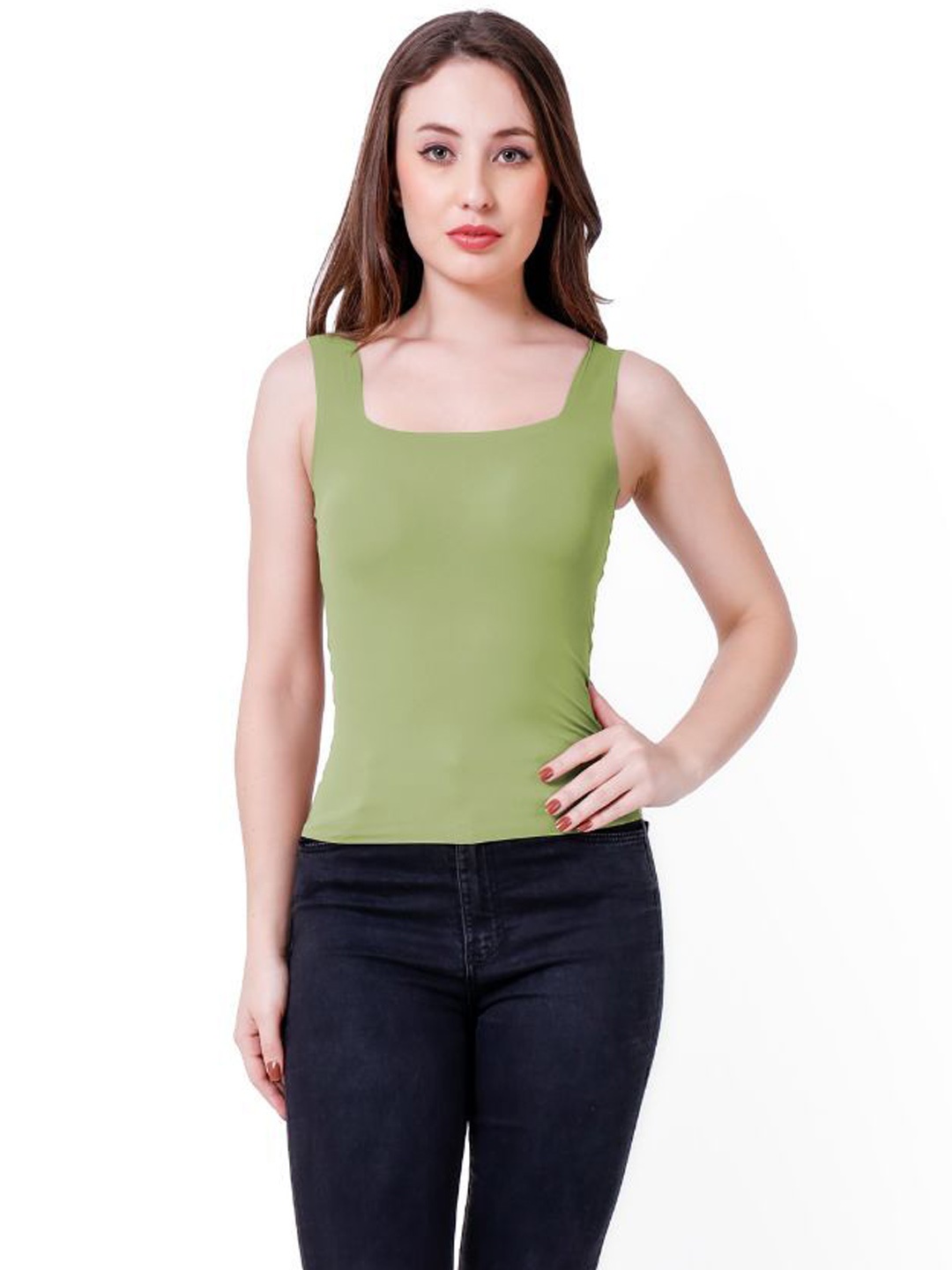 

CareDone Women Lightly Removable Padded No Trace Camisole, Green