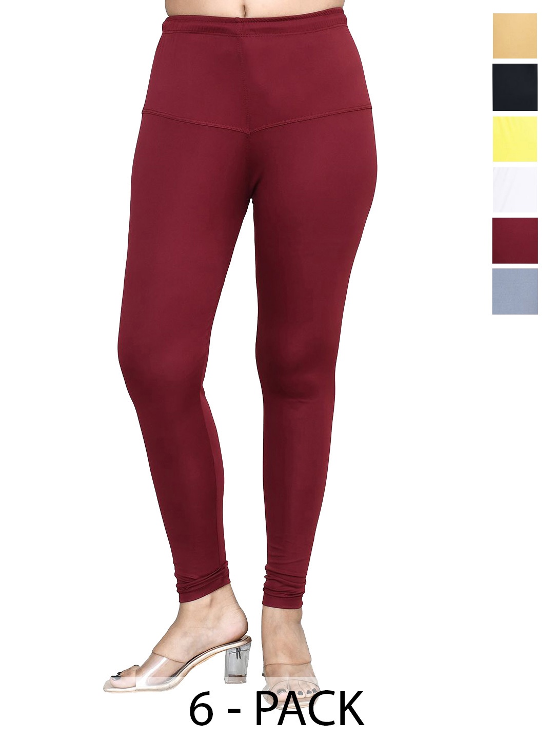 

RAPL Women Pack of 6 Cotton Blend Breathable Churidar Length Leggings, White