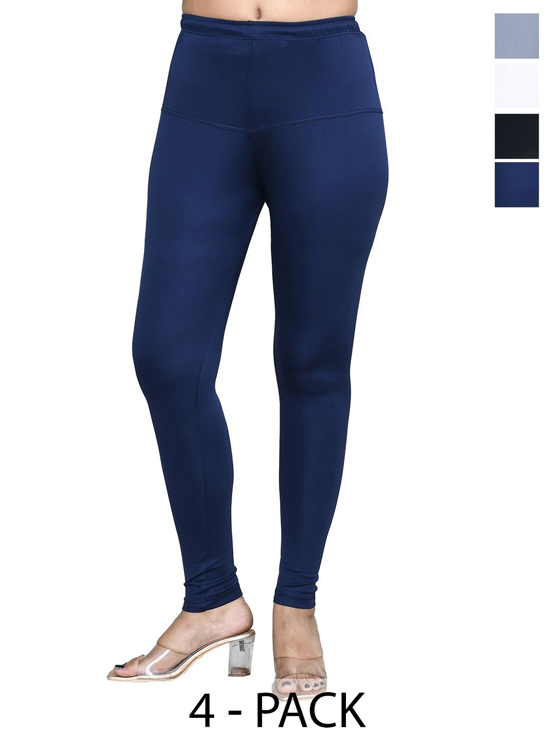 

RAPL Women Pack of 4 Cotton Blend Breathable Churidar Length Leggings, Blue