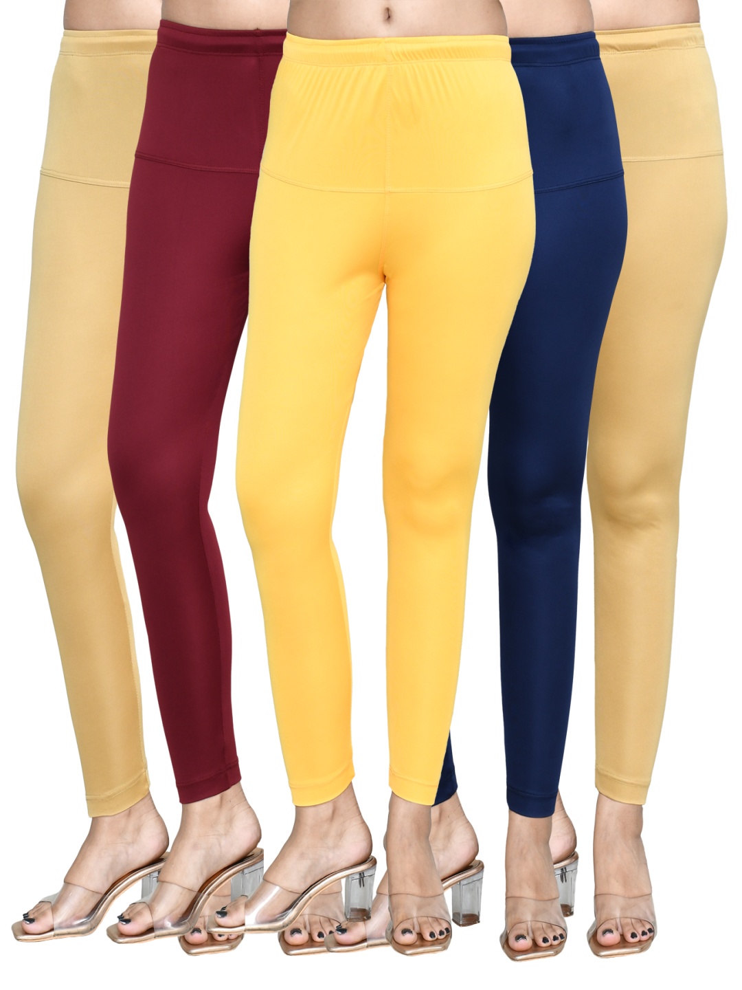 

RAPL Pack Of 5 Churidar Length Leggings, Yellow