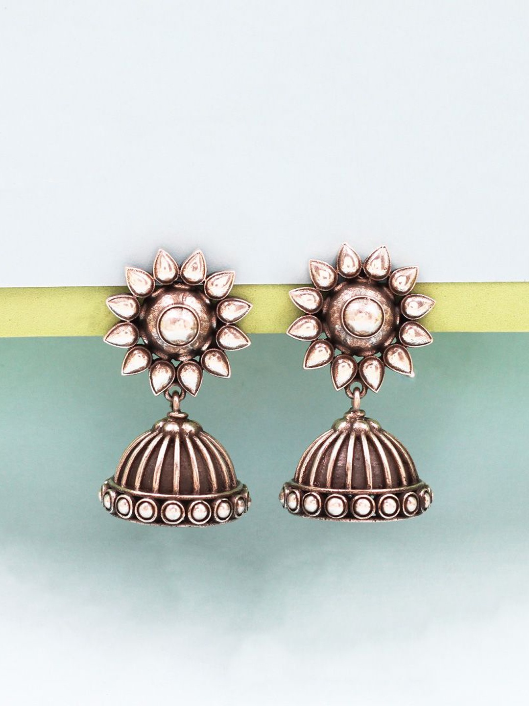 

SANGEETA BOOCHRA Silver Dome Shaped Jhumkas