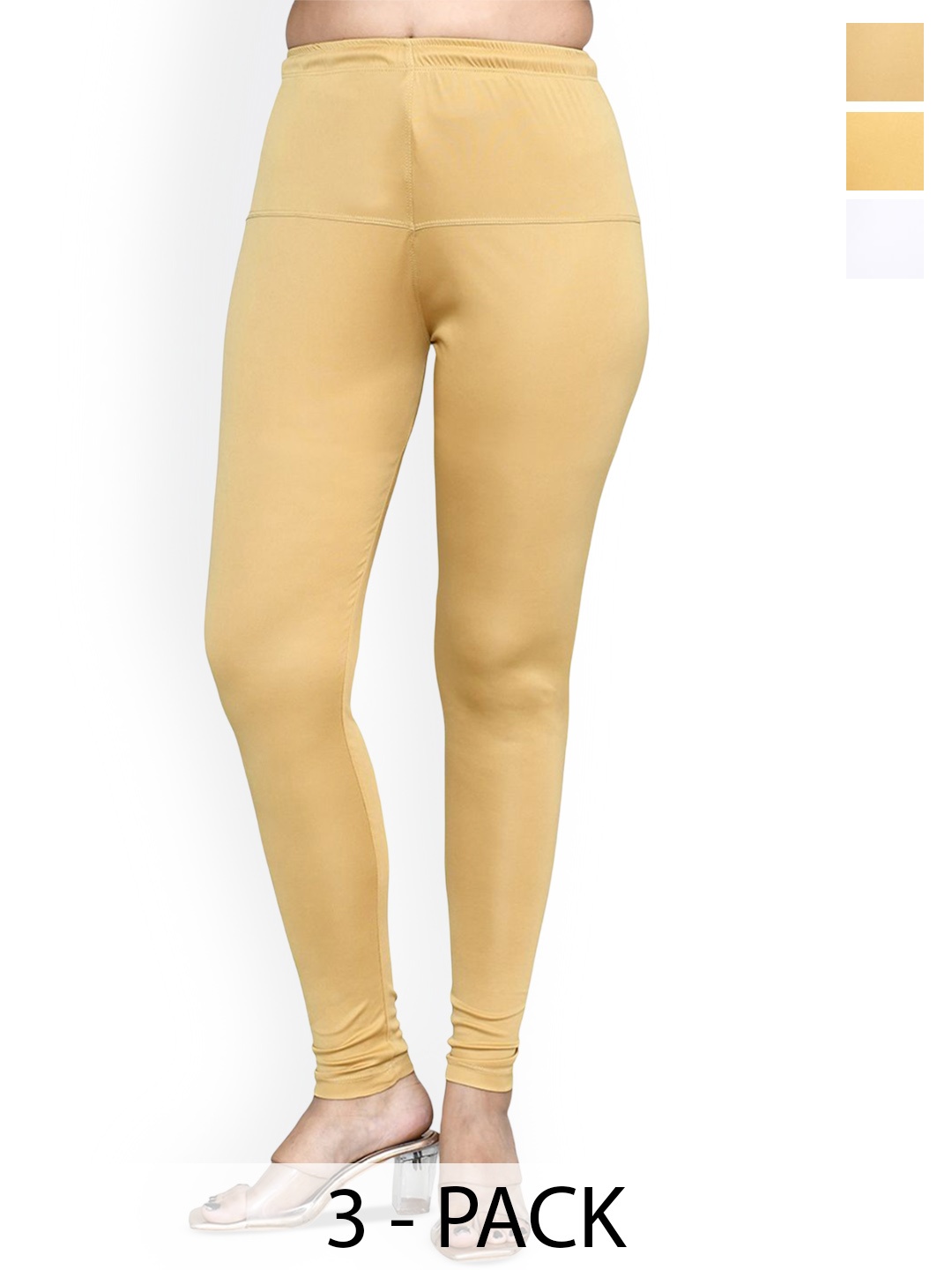 

RAPL Women Pack of 3 Cotton Blend Breathable Churidar Length Leggings, Yellow