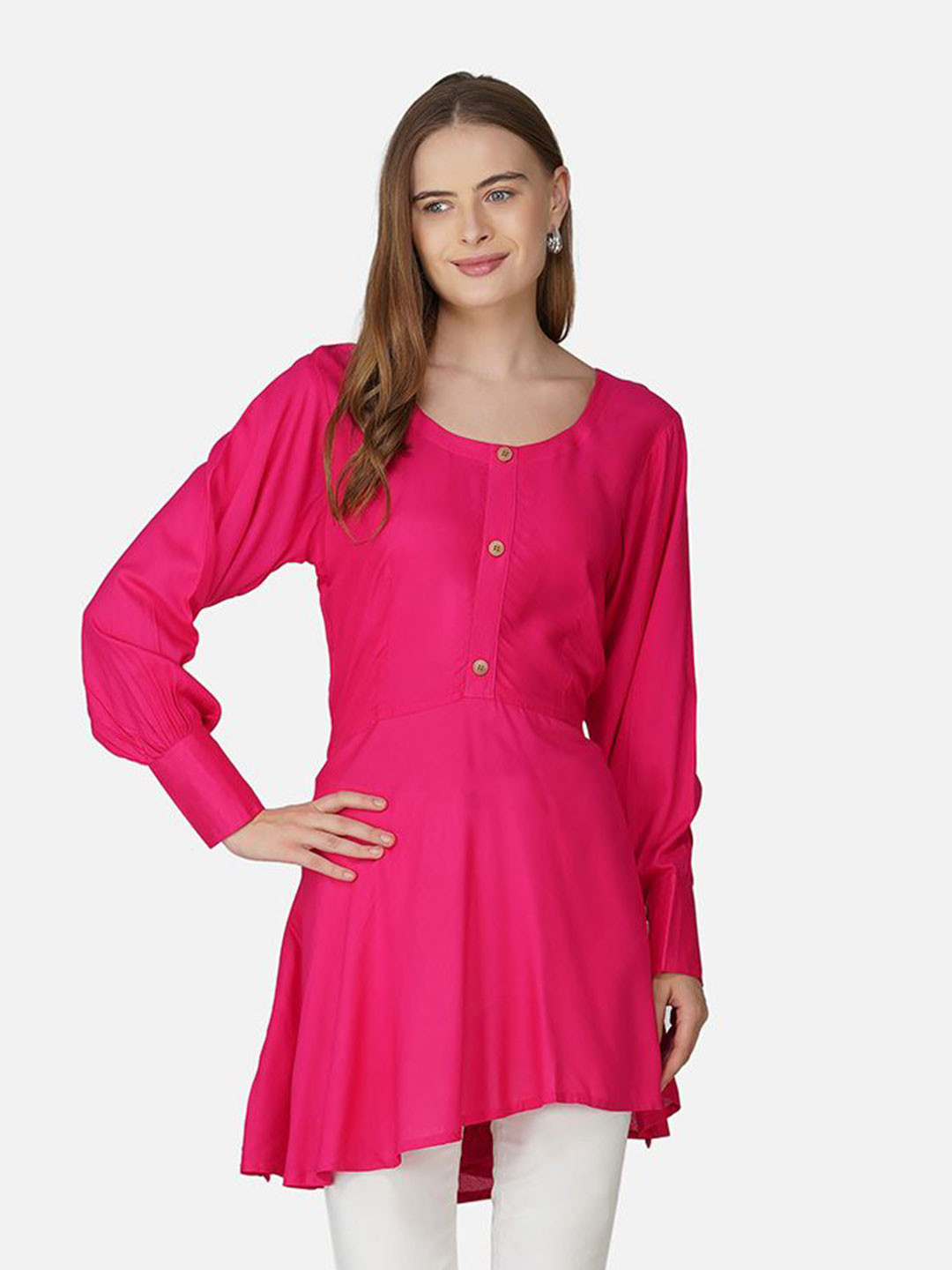 

Moda Rapido Women High-Low Longline Top, Fuchsia