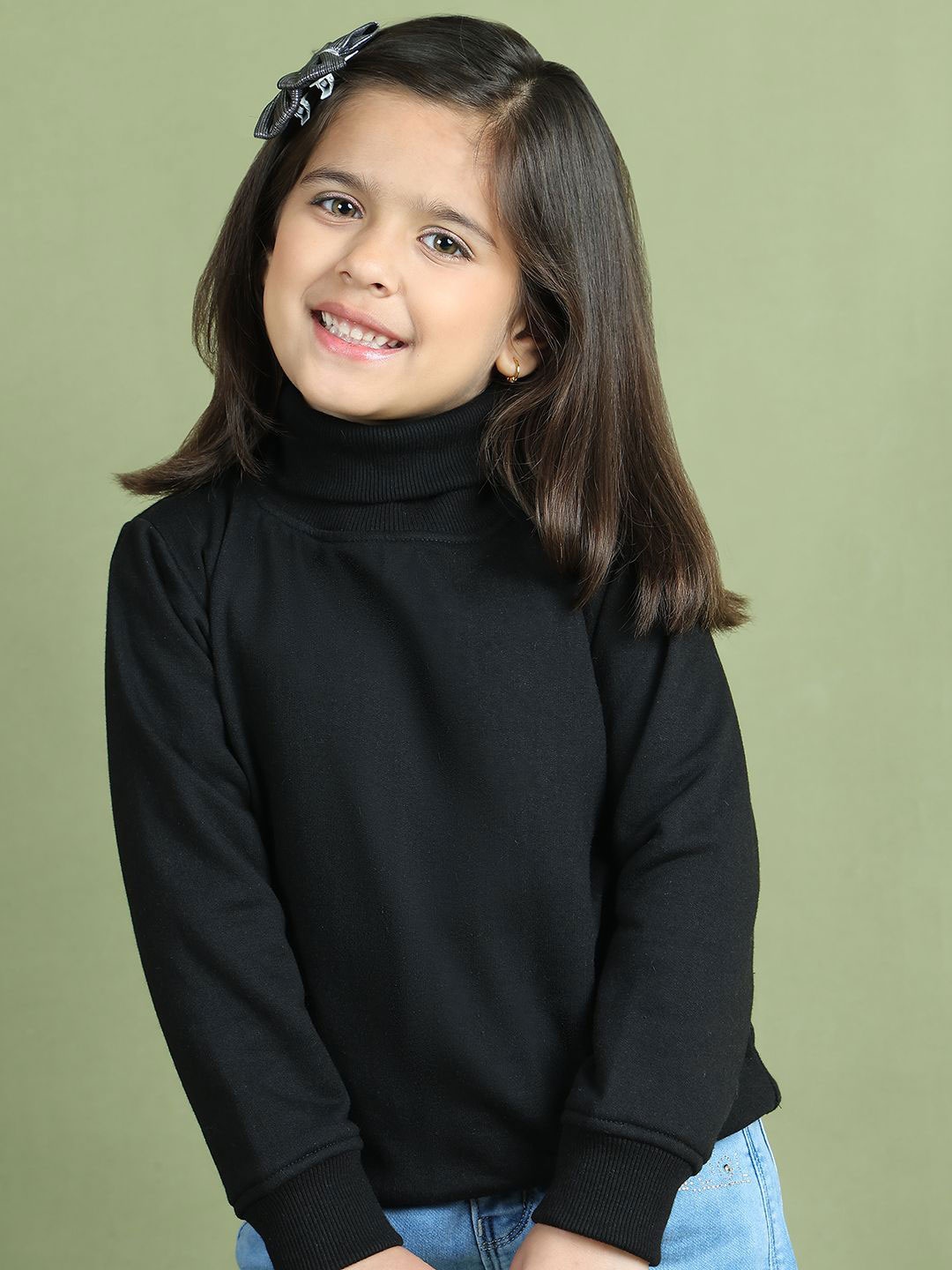 

MINI & MING Girls High Neck Sweatshirt, Black