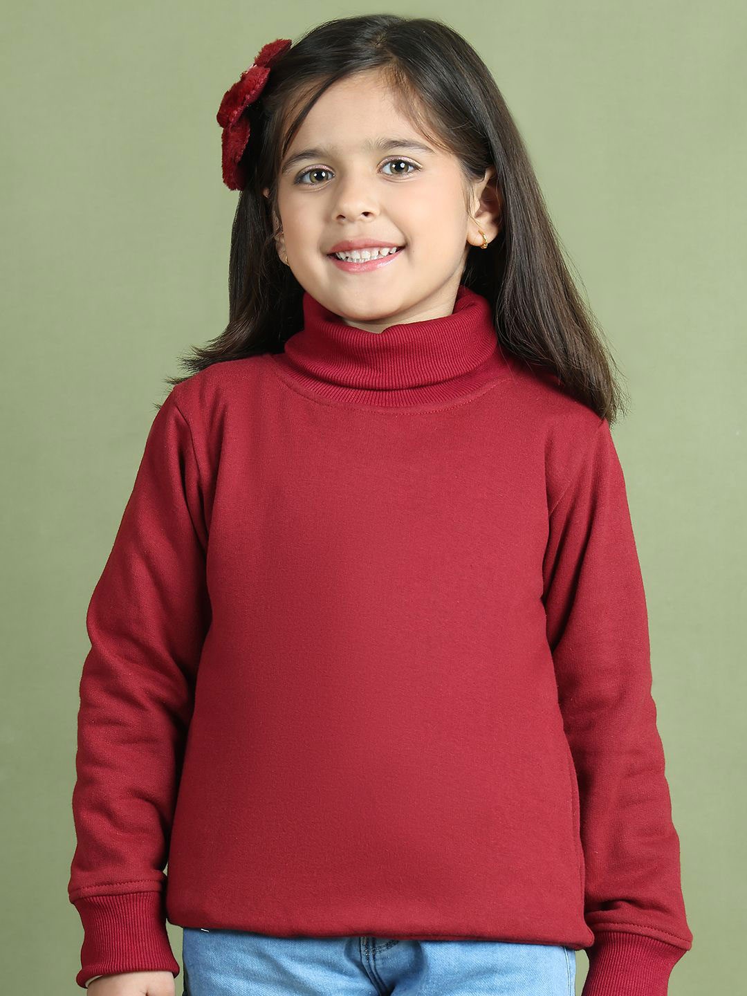 

MINI & MING Girls High Neck Sweatshirt, Maroon