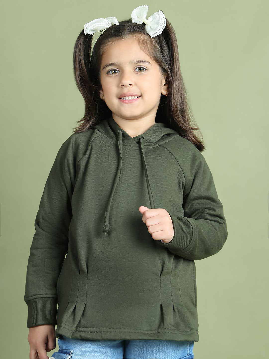 

MINI & MING Girls Hooded Sweatshirt, Olive