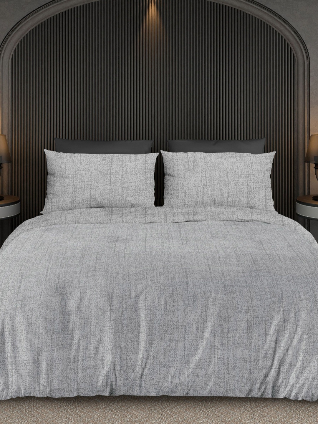 

Ariana Grey & White 210 TC Cotton King Bedsheet Set 2.70 m x 2.70 m