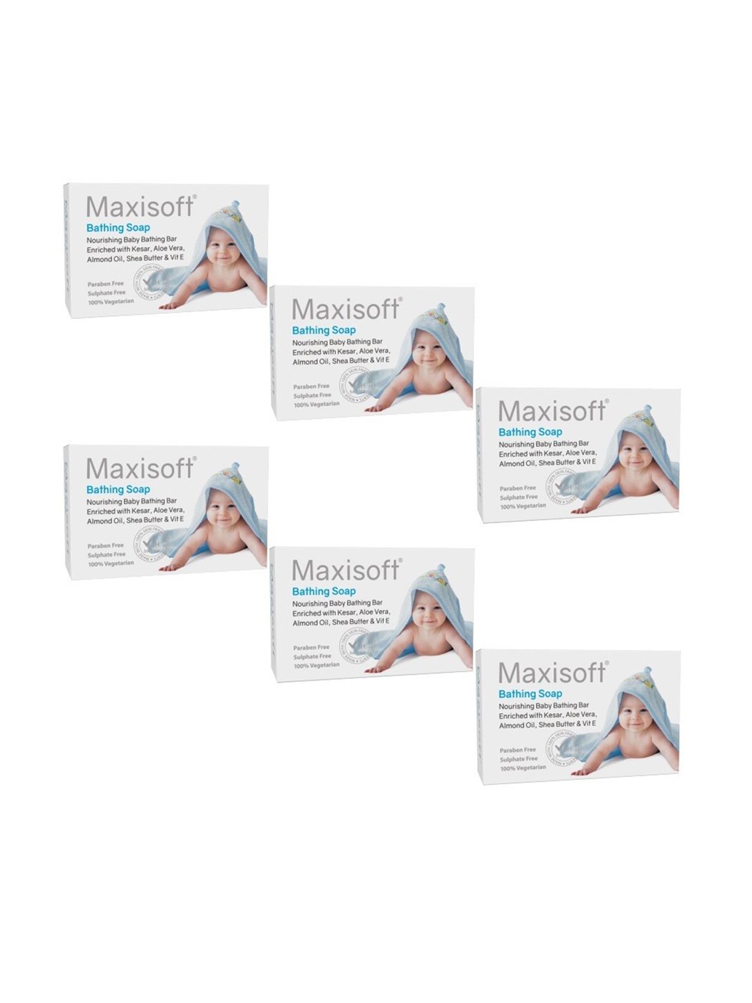 

Maxisoft Set Of 6 Baby Bathing Soap With Olive Oil & Vitamin E - 75 g Each, White