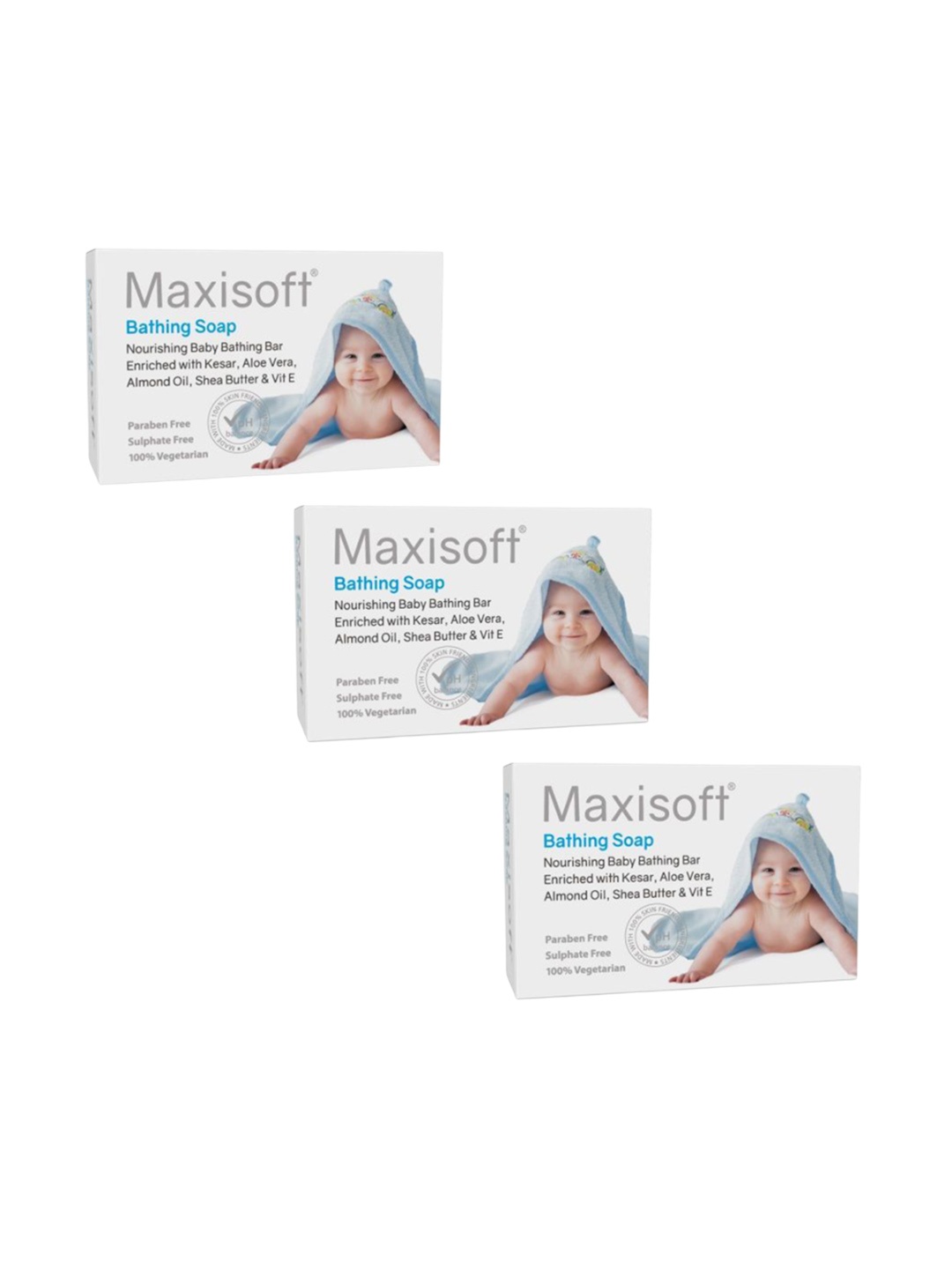 

Maxisoft Set Of 3 Baby Bathing Soap With Olive Oil & Vitamin E - 75 g Each, White