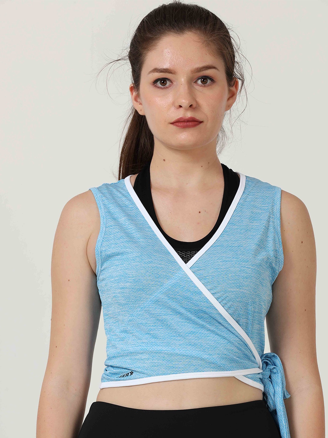 

JOLGER Women Off-Shoulder Peplum Crop Top, Blue