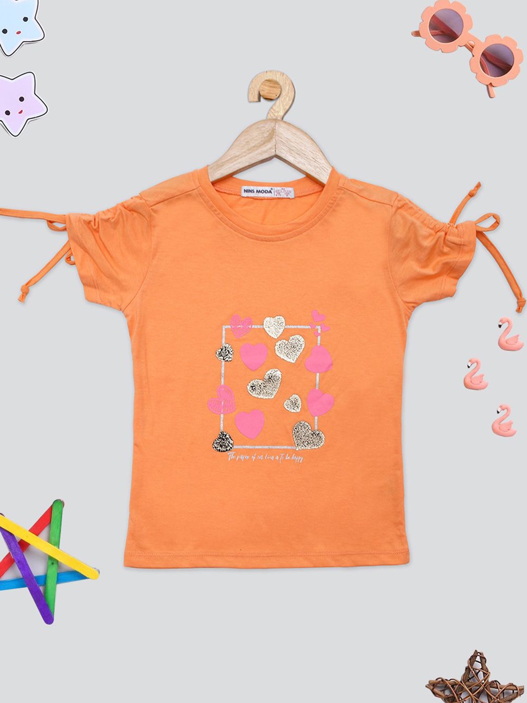 

PAMPOLINA Girls Print Top, Orange