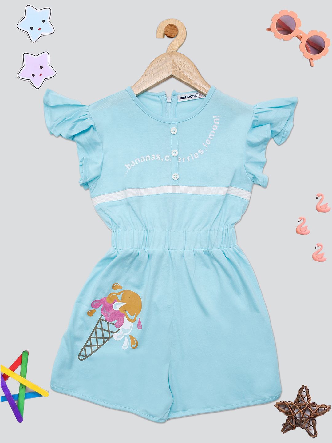 

PAMPOLINA Girls Graphic Printed Top, Turquoise blue