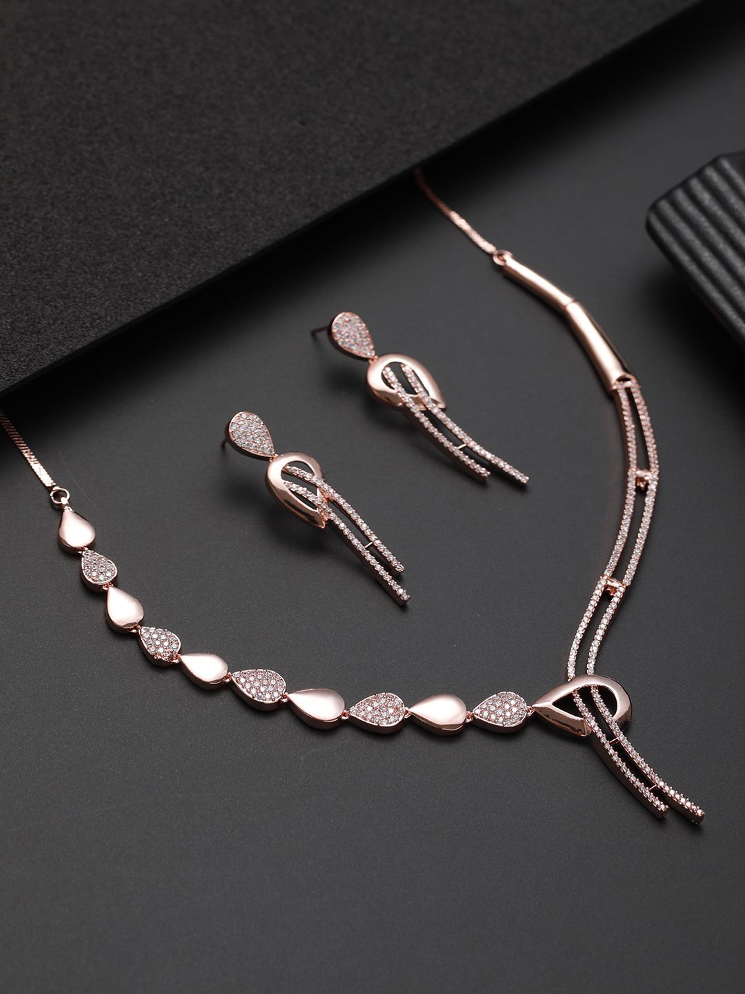 

Jazz and Sizzle Rose Gold-Plated AD-Studded Jewellery Set