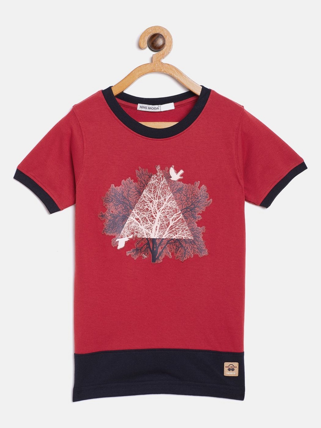 

PAMPOLINA Girls Tropical Floral Printed Cotton Casual T-shirt, Red