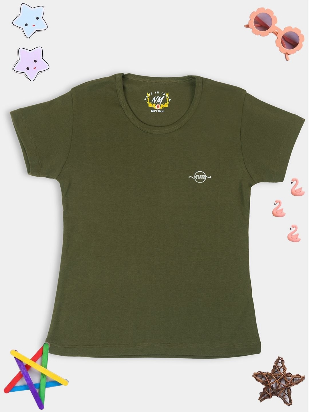 

PAMPOLINA Girls Typography Printed Cotton Casual T-shirt, Olive